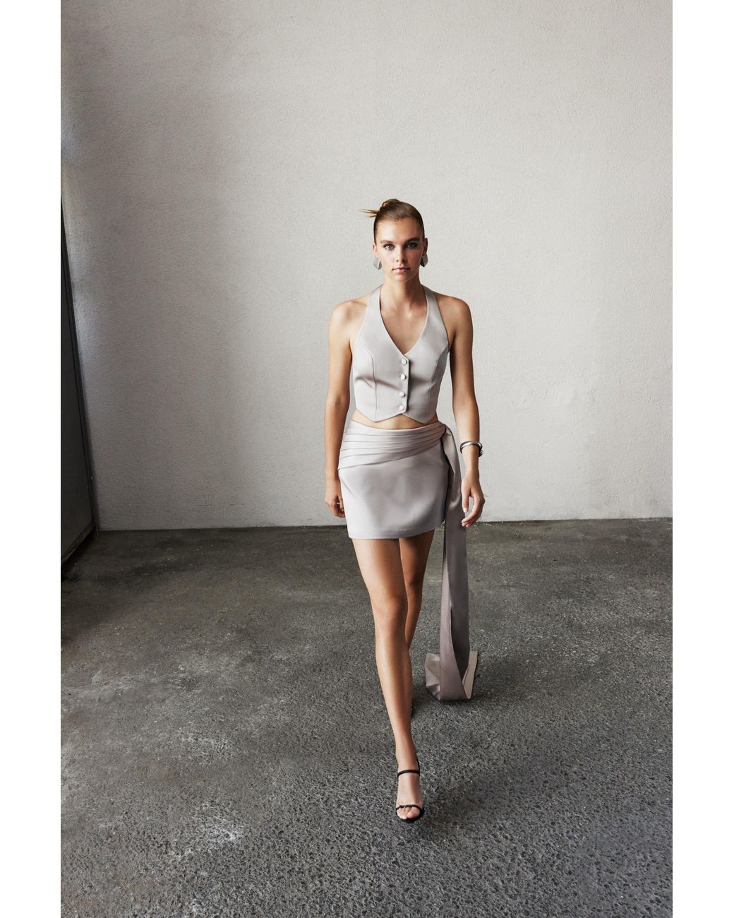 NAZLI CEREN Gray Mirelle Vest