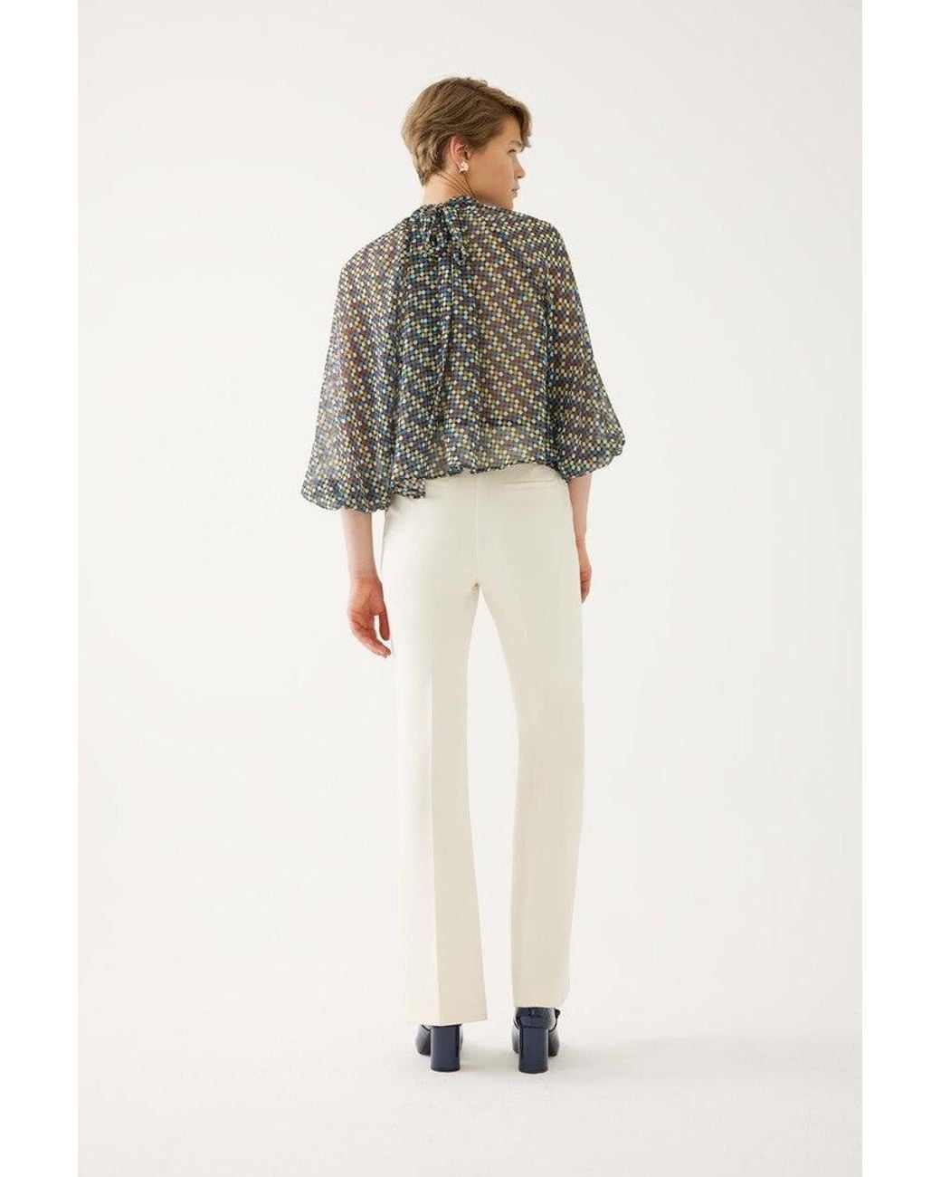 Exquise Multicolor Printed Mock Neck Blouse
