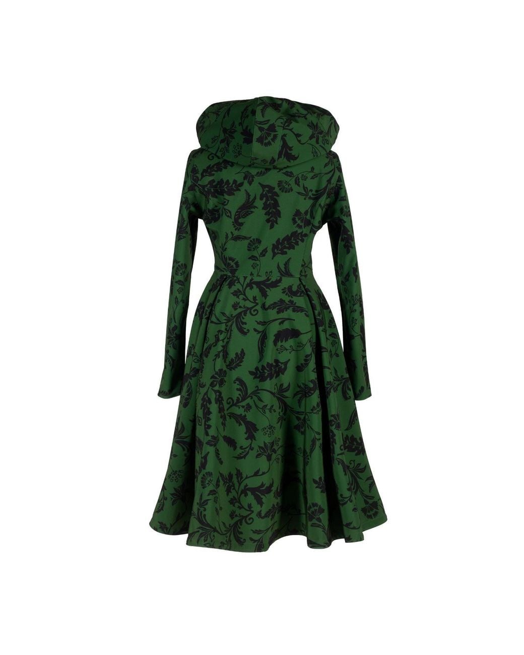 RainSisters Dark Green Hooded Waterproof Coat For Women: Forest Flower