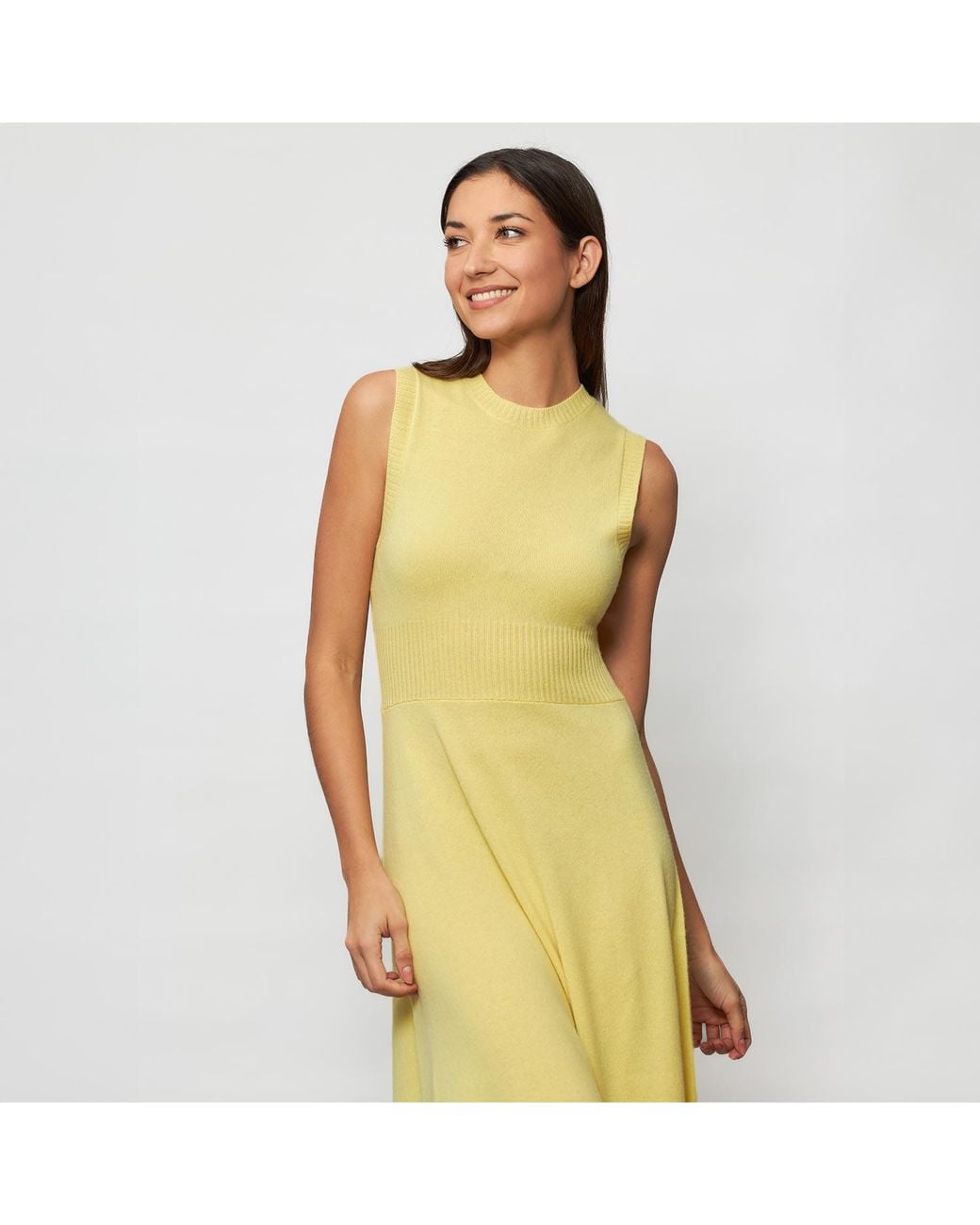 Solgo Atelier Yellow Calypso Cashmere Dress Honeysuckle