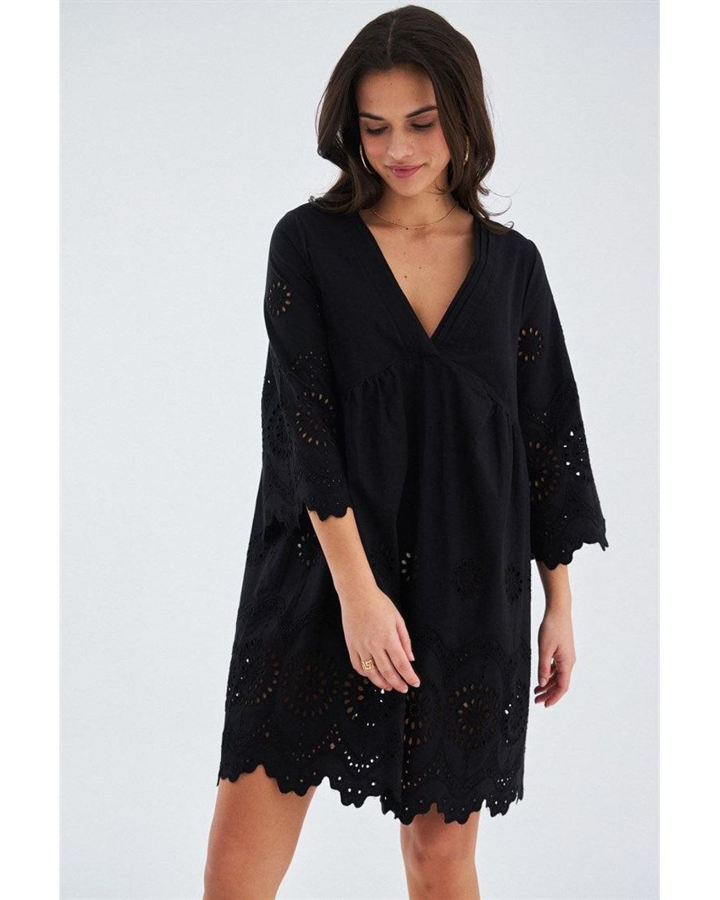 Peraluna Black Hiromi Pure Cotton Mini Dress