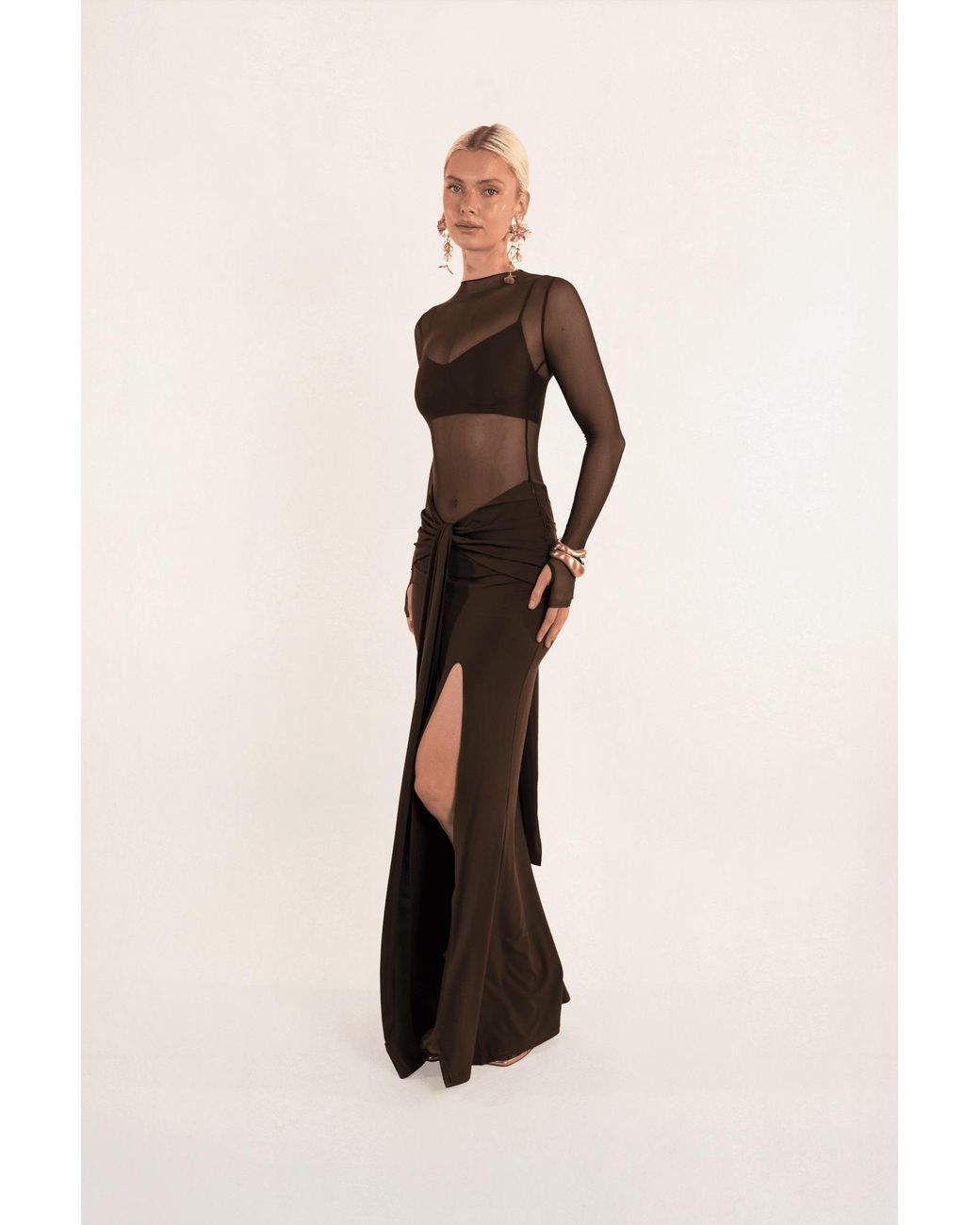 Clerestory Brown Seraphine Three-Piece Sheer Assembly Gown