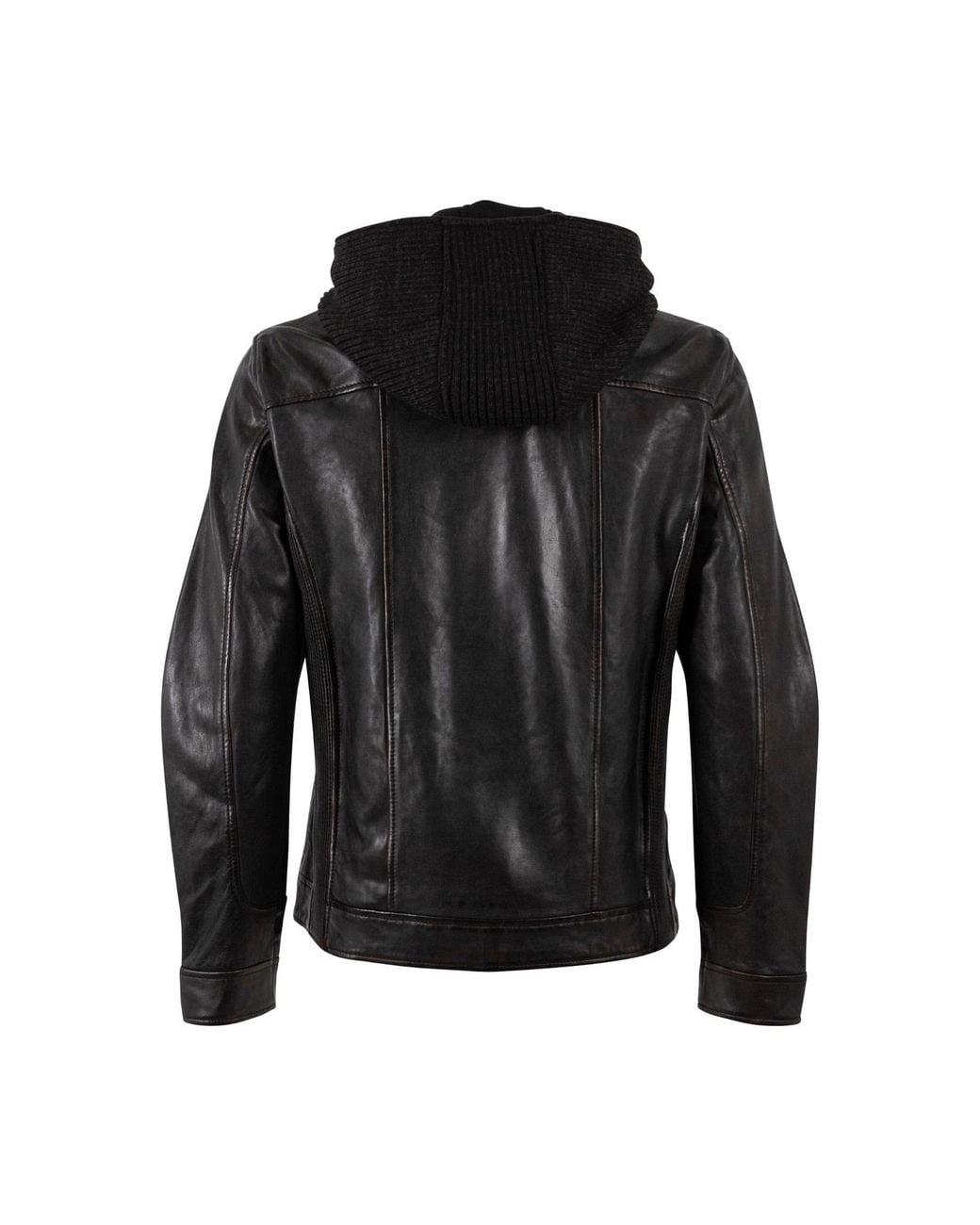 Mauritius Black Chonky Uf Contemporary Leather Jacket With Removable Hood for men