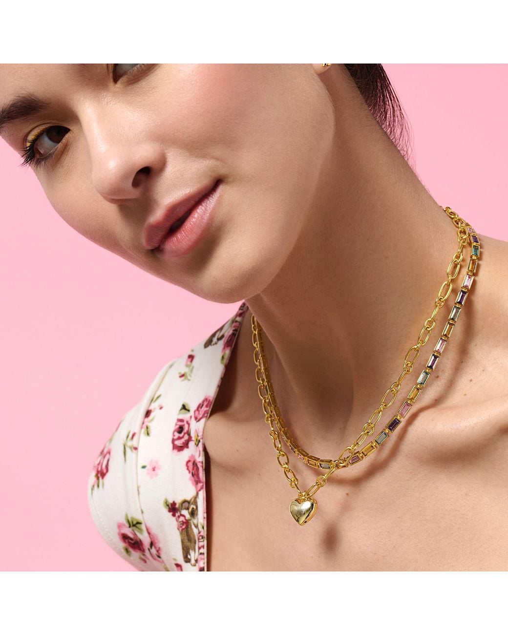 Cloud Haven Metallic Layered Heart Necklace