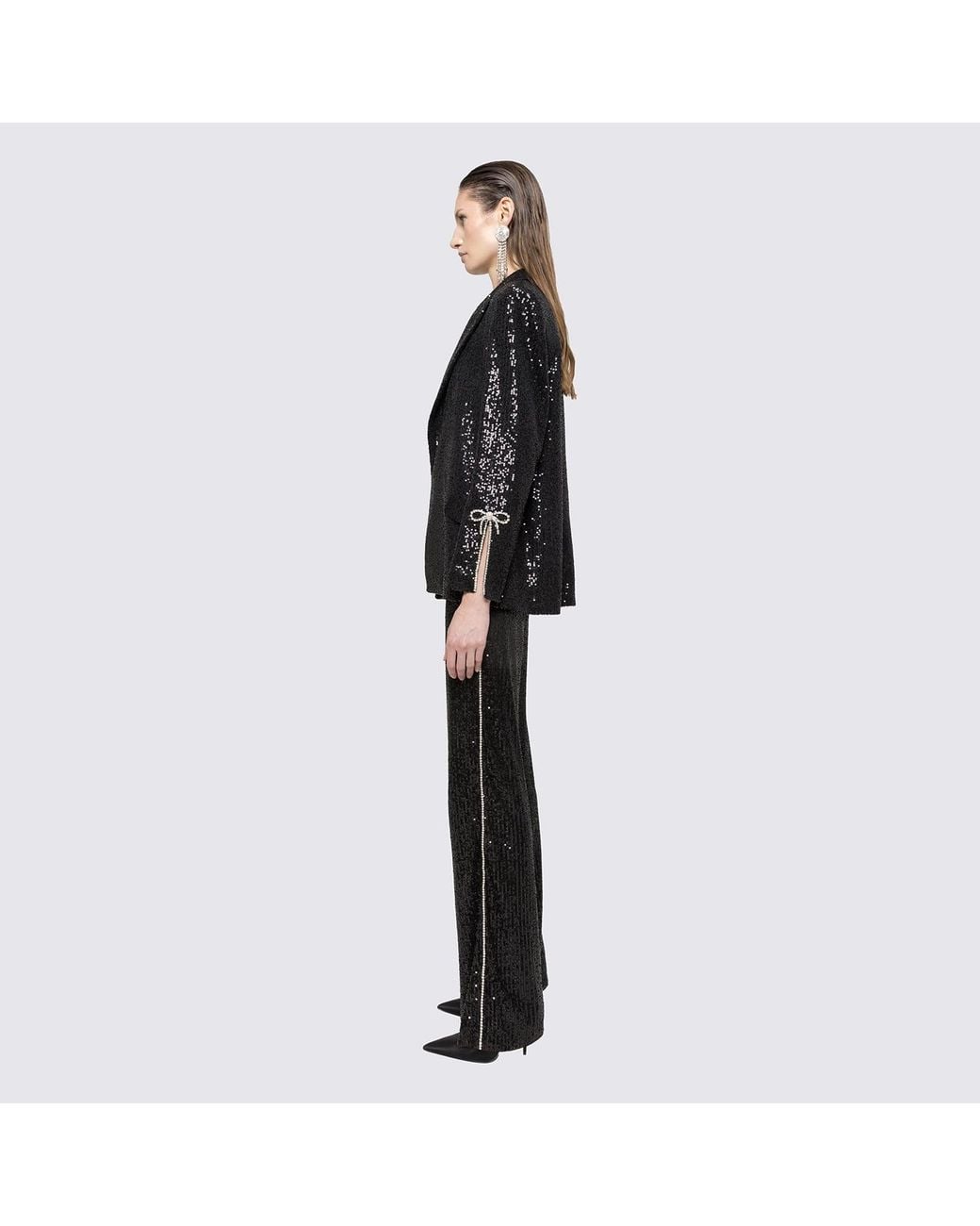 Nissa Black Sequin-Embellished Blazer