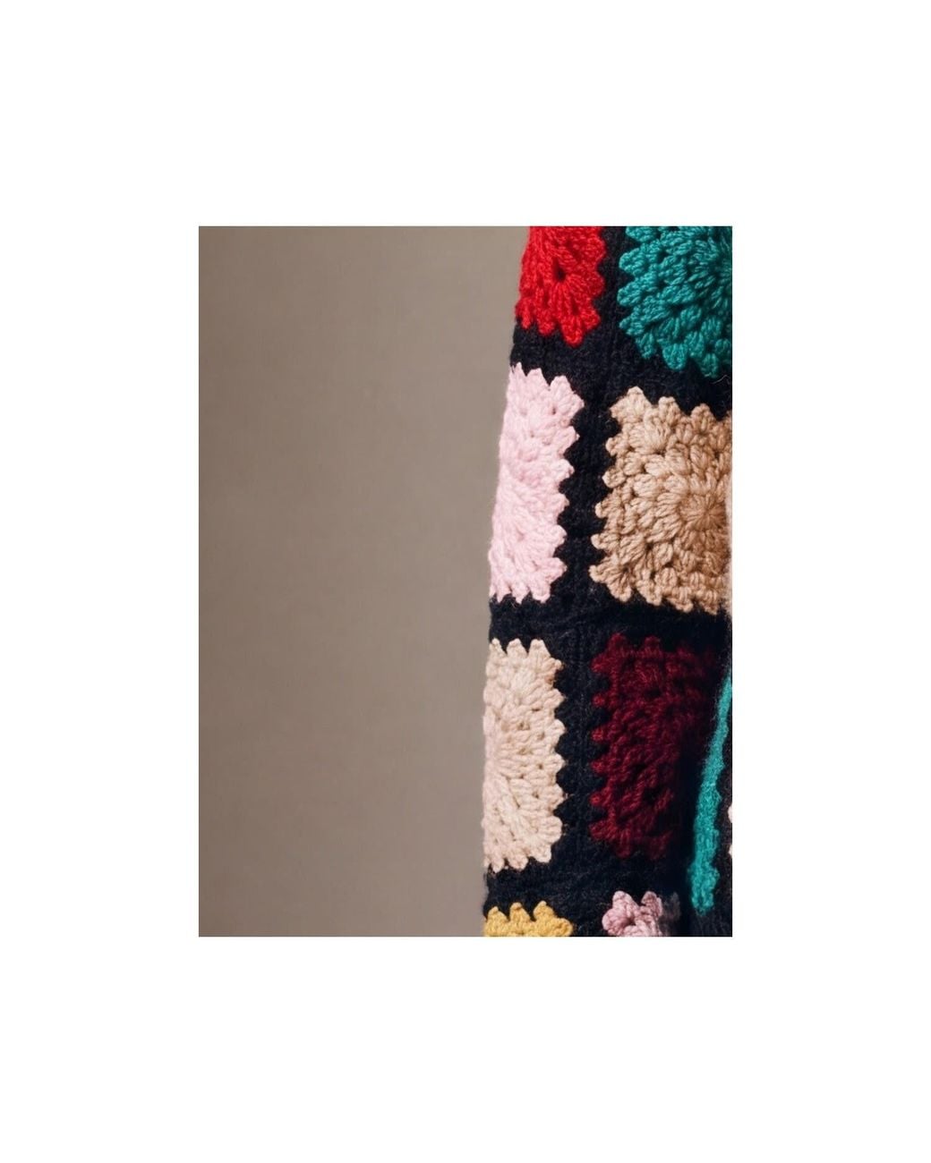 Ana Chic Red Patchwork Granny Square Handmade Crochet Cardigan