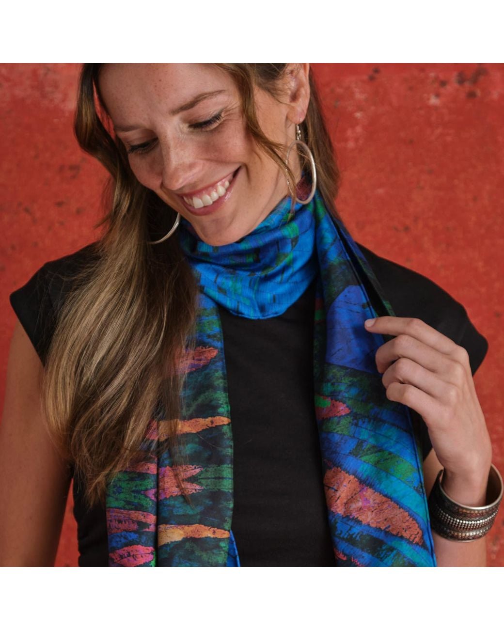 Richard Stone Studio Blue Canopy Silk Scarf