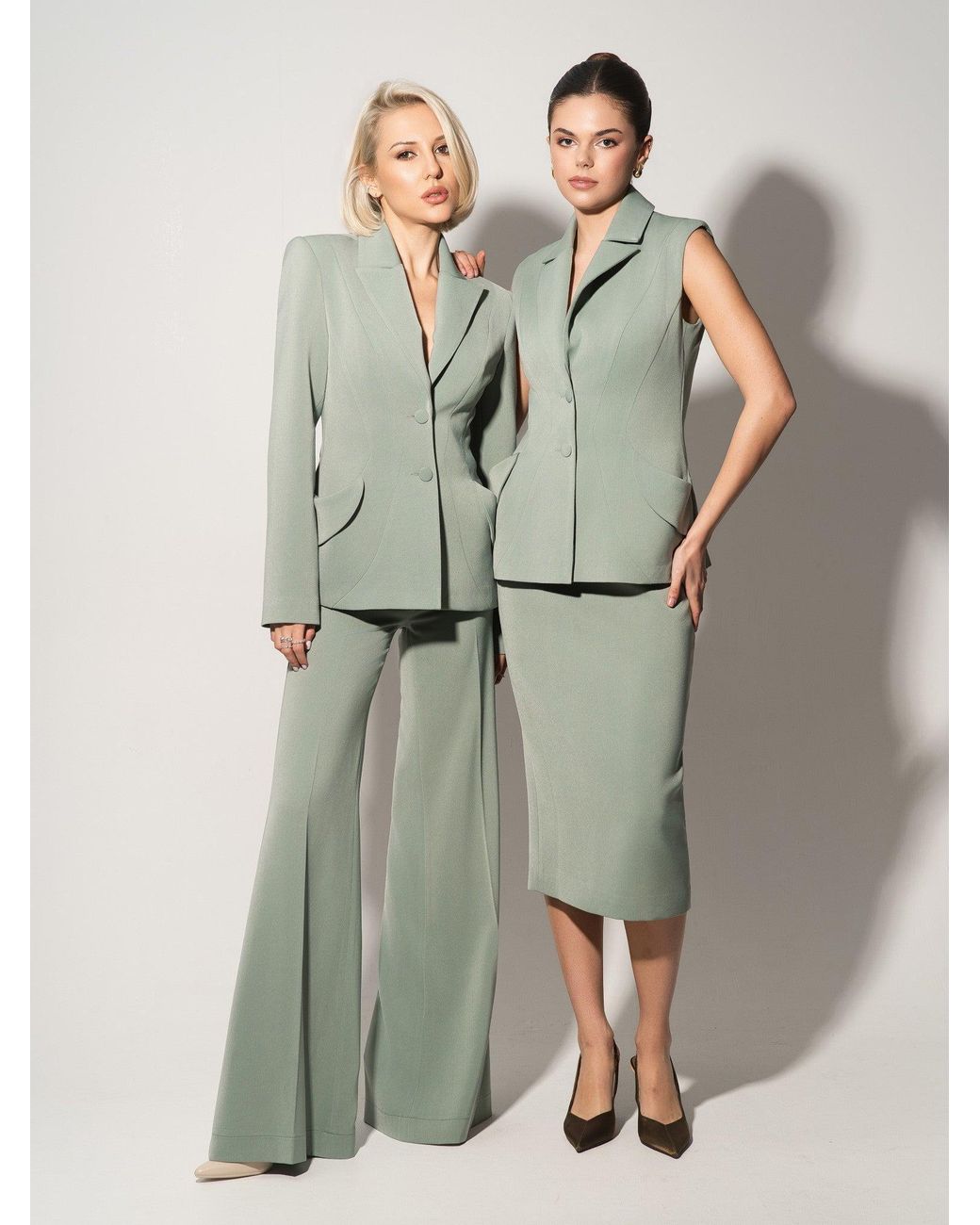 Tia Dorraine Green Tailored Fit Suiting Blazer & Trousers Suit