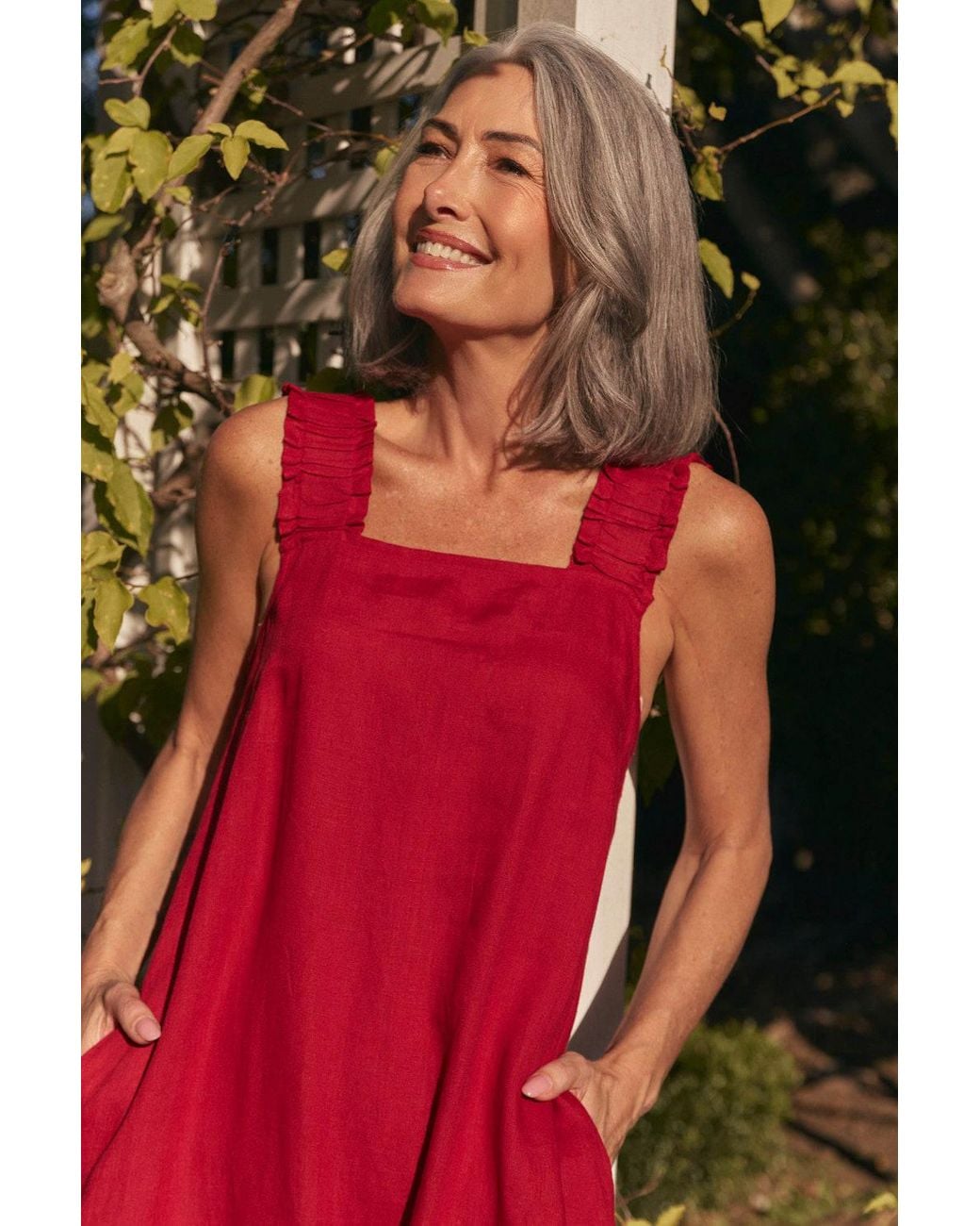 Adrift Clothing Red Clare Linen Sun Dress