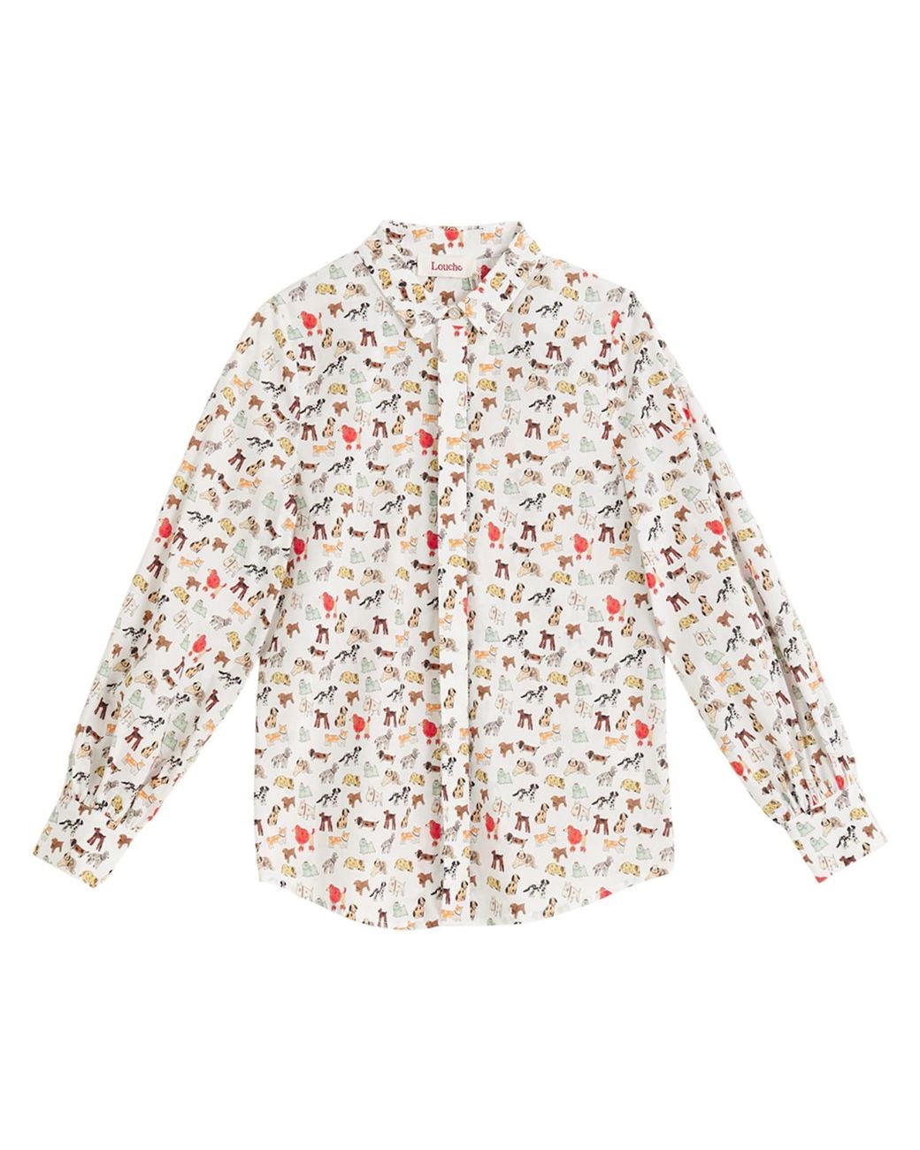 Louche White Byron Dogs Day Long Sleeve Shirt