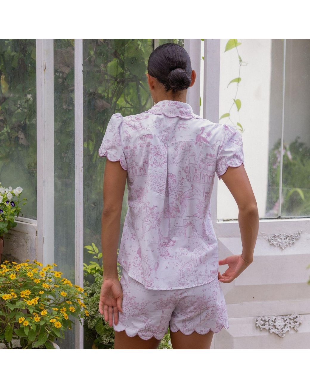Love Letters X Purple Toile Cap Sleeve Short Pyjama Set