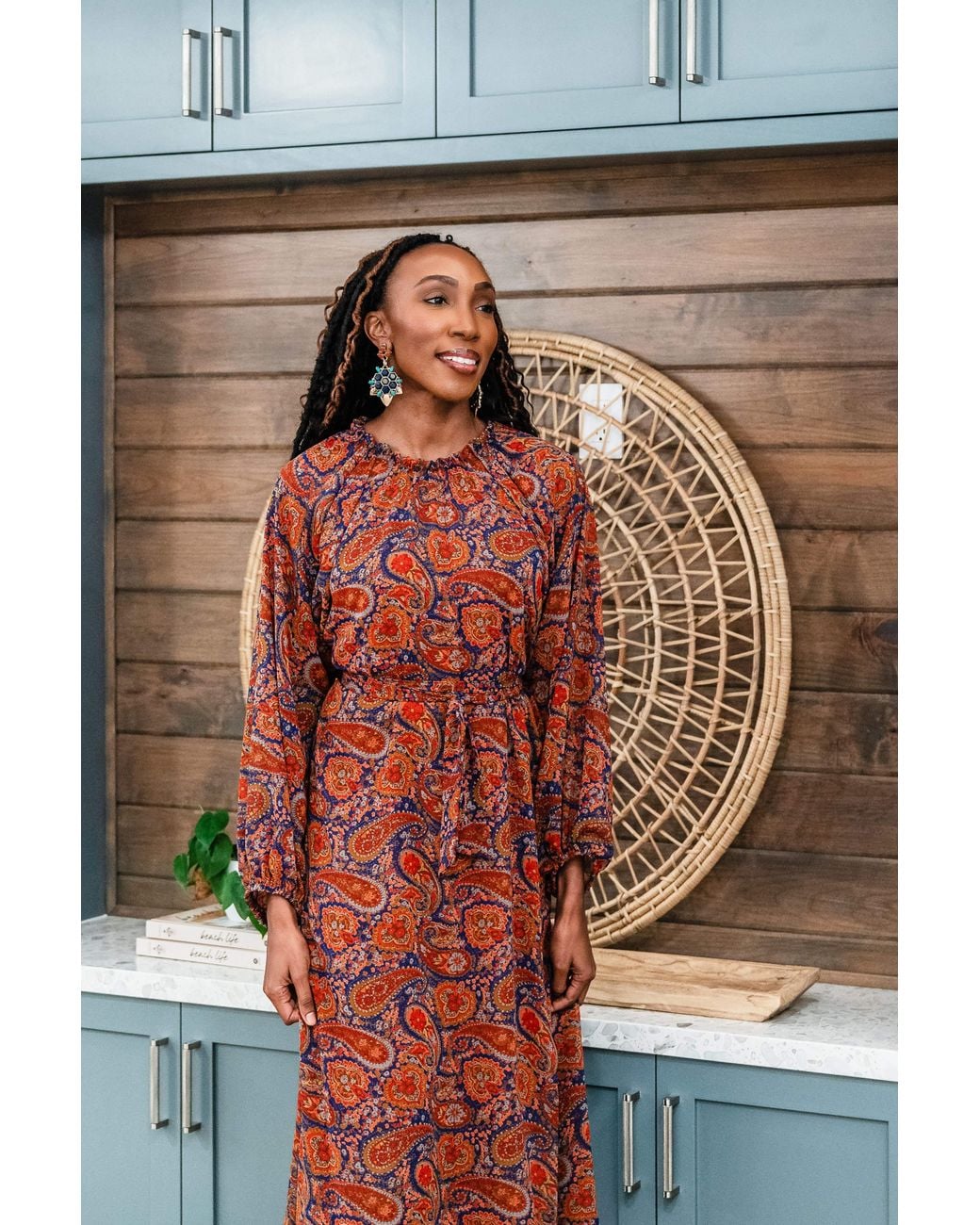 Jennafer Grace Red Sienna Paisley Midi Dress