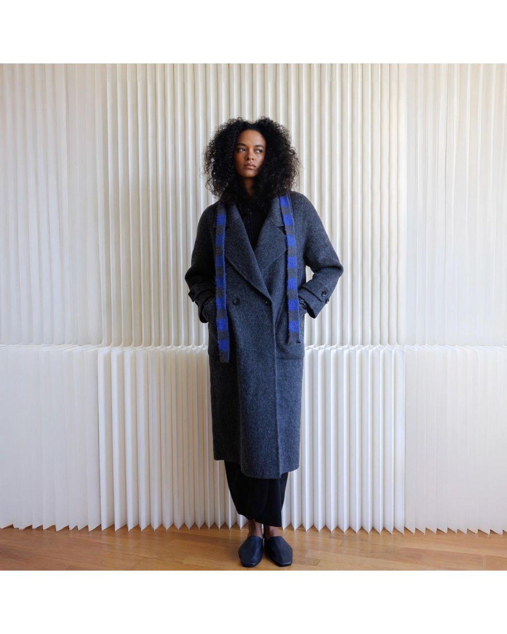 London Atelier Byproduct Blue Skinny Striped Scarf