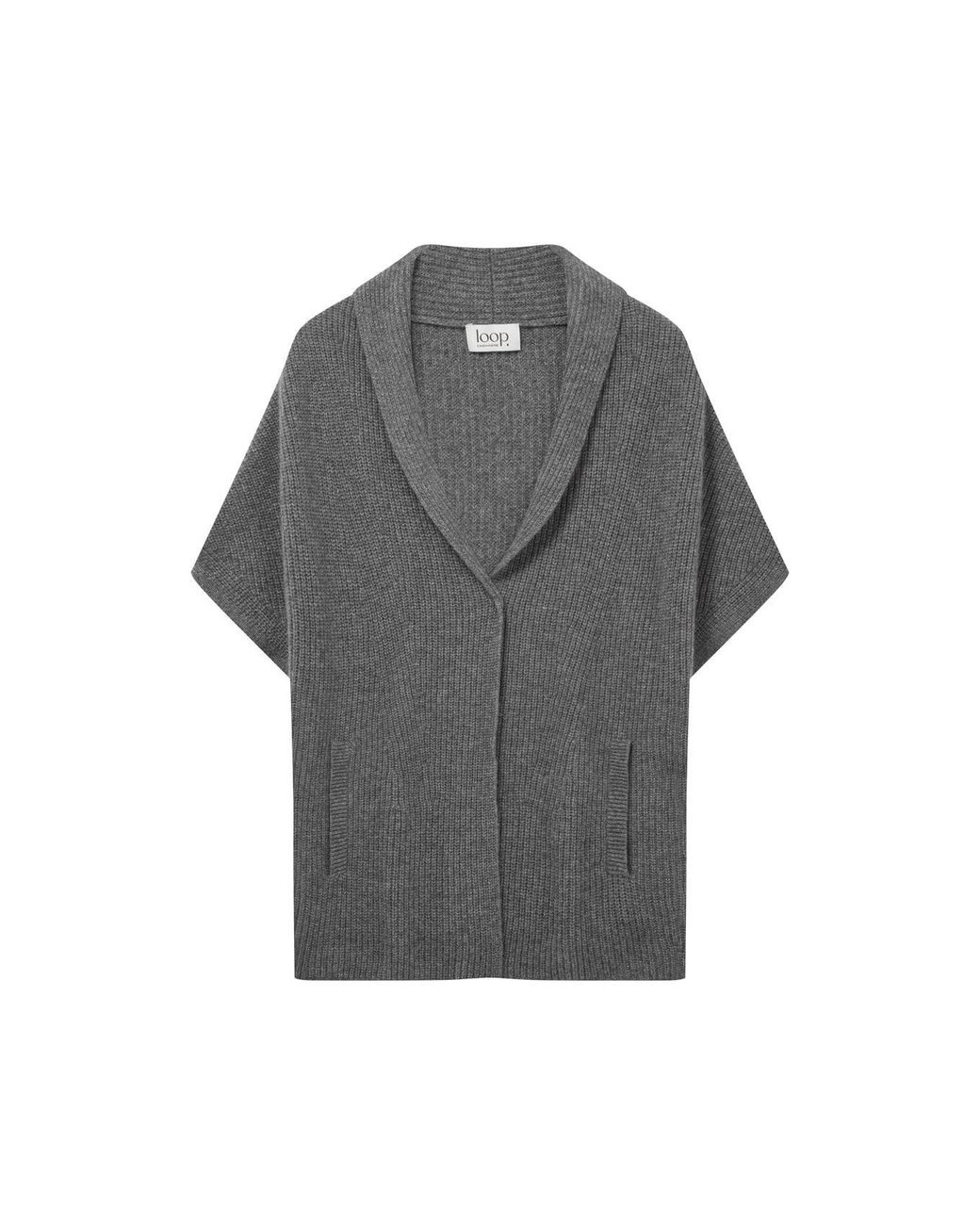 Loop Cashmere Gray Half Cardigan Sleeveless Cardigan