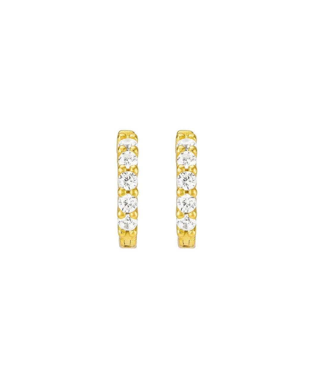 Nazzar Metallic Cz Huggie Hoop Earrings