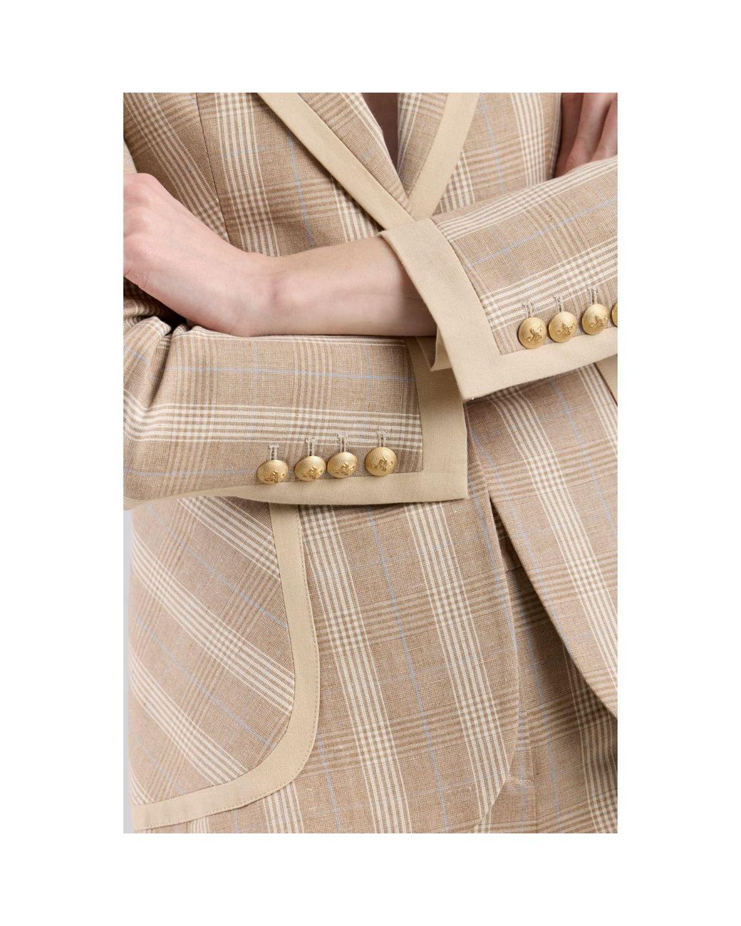 The Extreme Collection Natural Neutrals Camel Linen Tailored Blazer