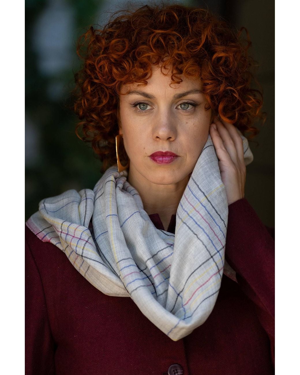 Stovaria White Ivory Check Cashmere Scarf