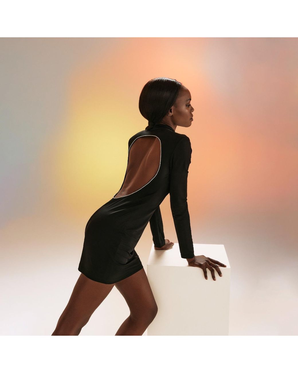 Lita Couture Black Open Back Mini Dress