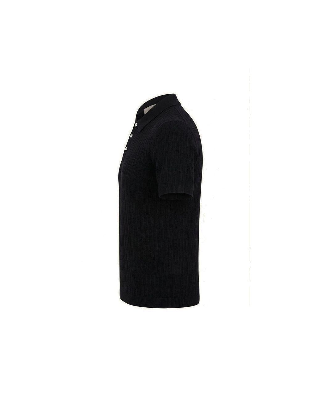 Ron Tomson Black Short Sleeve Textured Polo Shirt for men