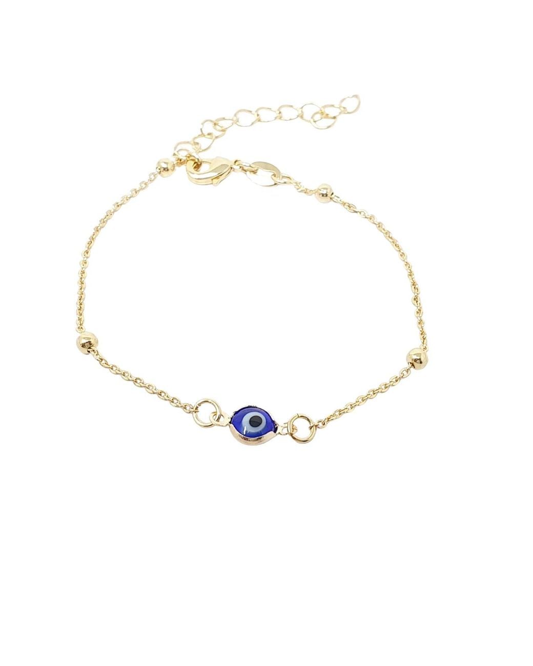Sophelia Metallic Plated Beaded Evil Eye Protection Bracelet