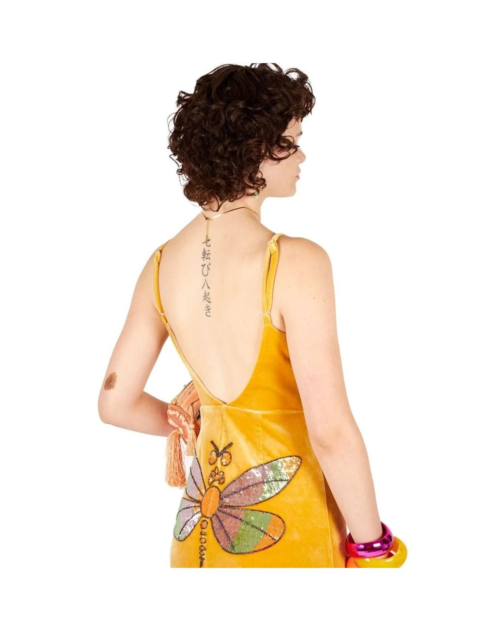 Marteya Yellow Leto Maxi Sequin & Beaded Velvet Dress