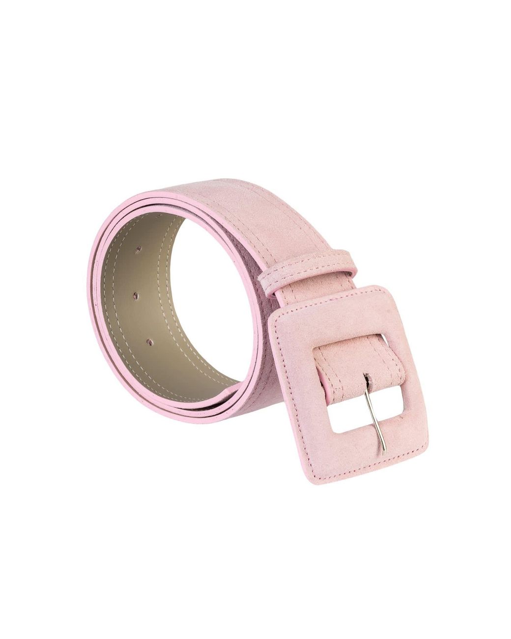 BeltBe Pink Suede Square Buckle Belt