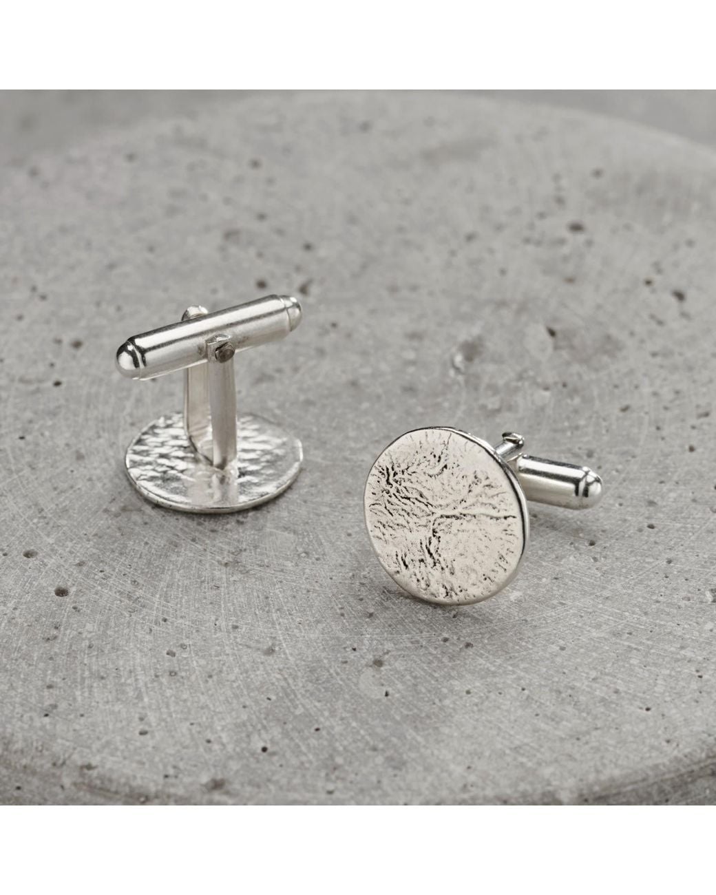 Posh Totty Designs Metallic Sterling Molten Disc Cufflinks for men