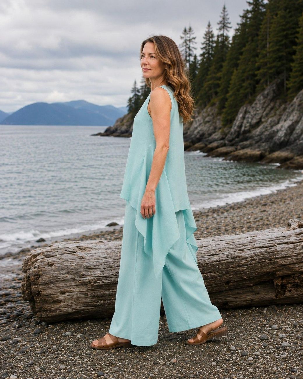Lumina Eligma Blue The Breeze Ensemble Blouse- Sky