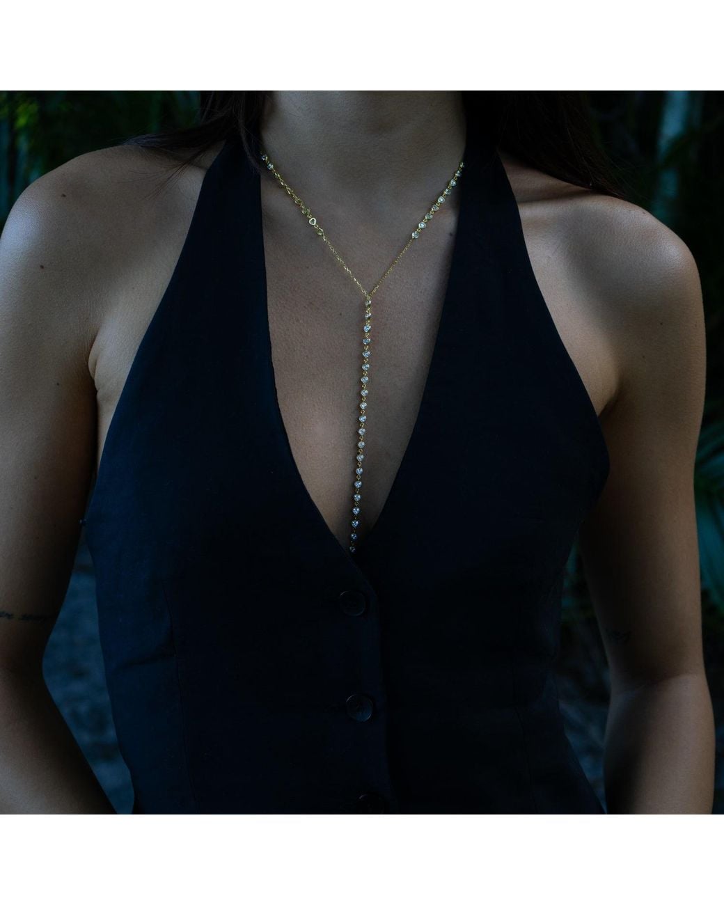 Ebru Jewelry Metallic Starlight Elegance Diamond Y Necklace