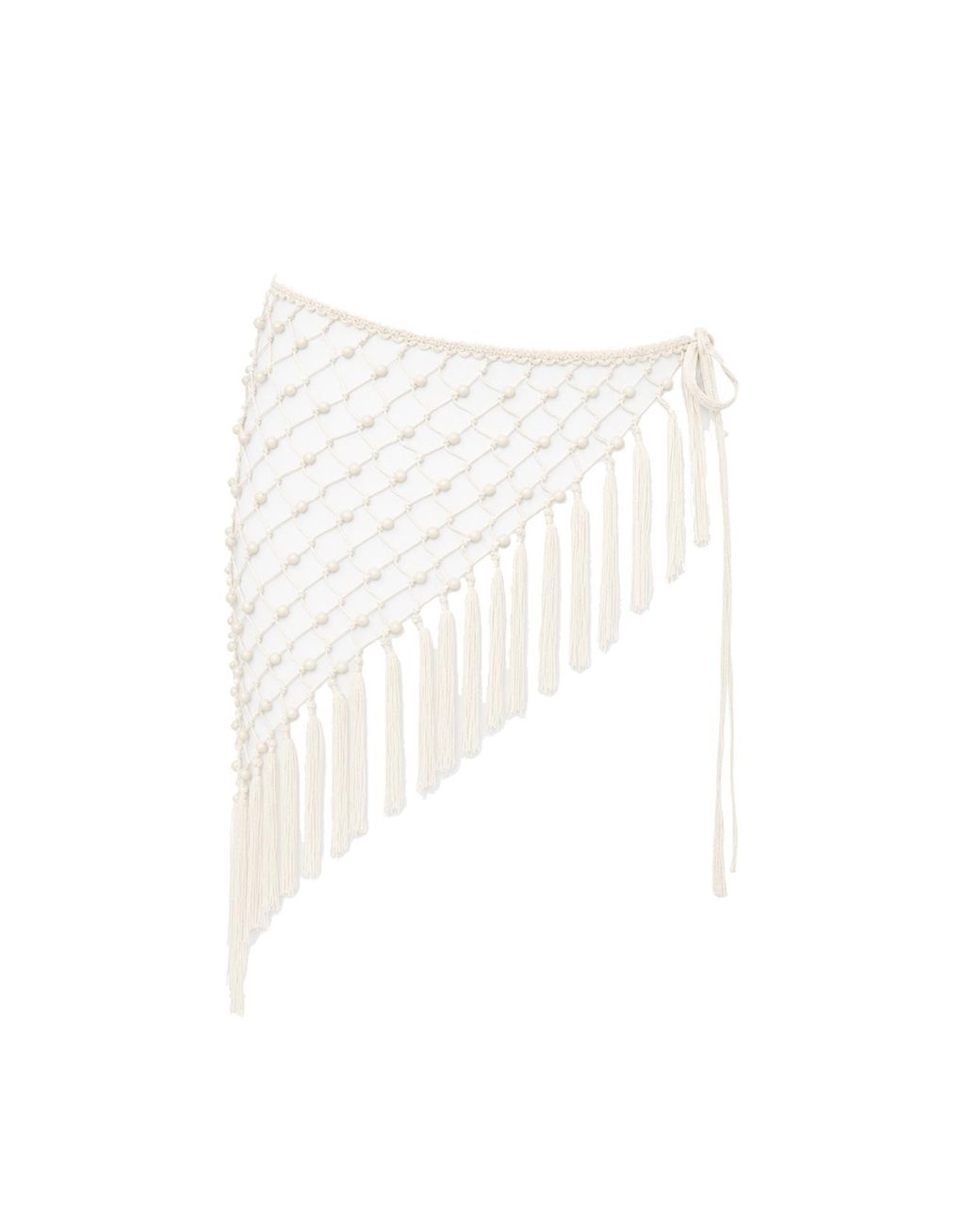 Tohen White Neutrals Beaded Scarf Cream