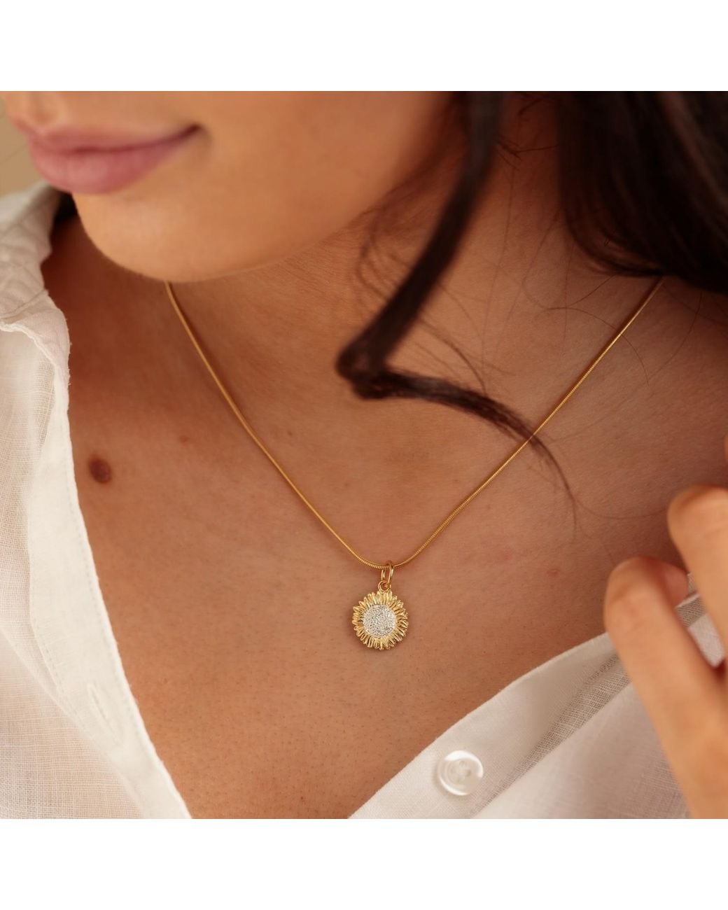 Lily Charmed Metallic Plated Round Snake Chain Necklace