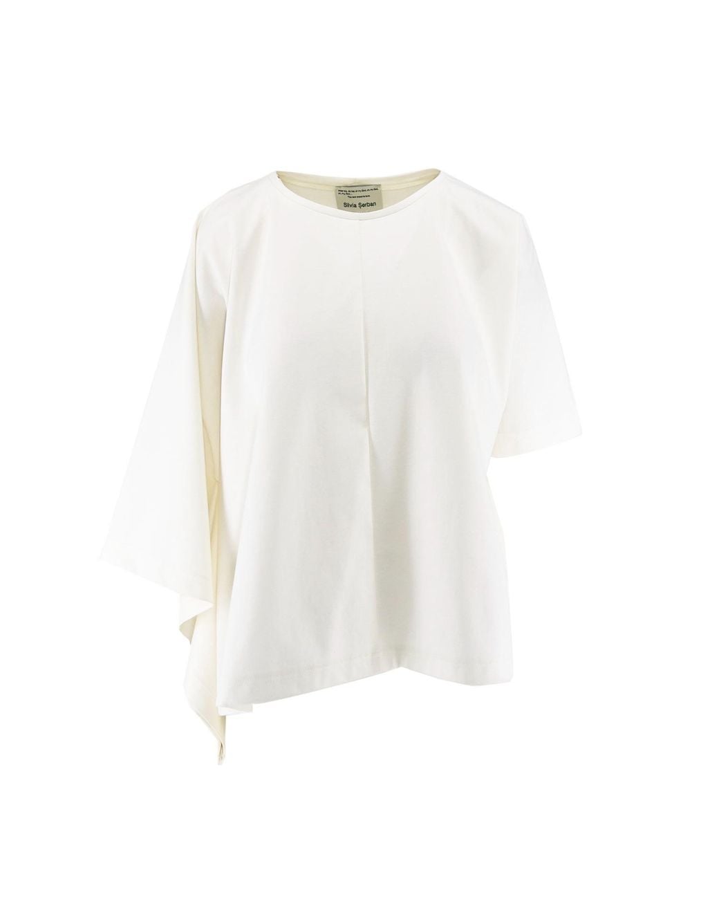 Silvia Serban White Asymmetrical Jersey Top