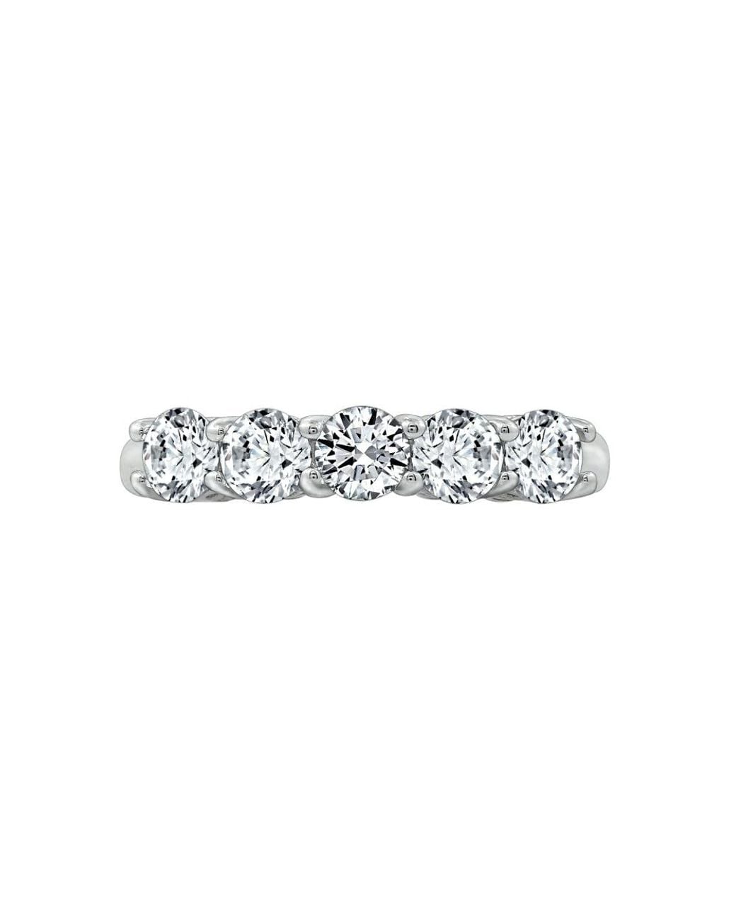 Diamonbliss Metallic Round Cut 4Mm Prong Set Five Stones Ring