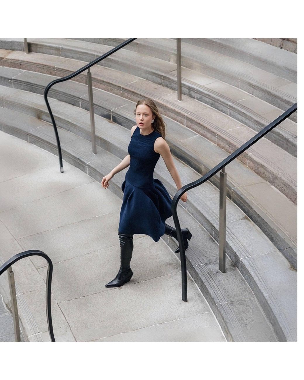 London Atelier Byproduct Blue Knitted Top And Skirt Co-Ordinates Set
