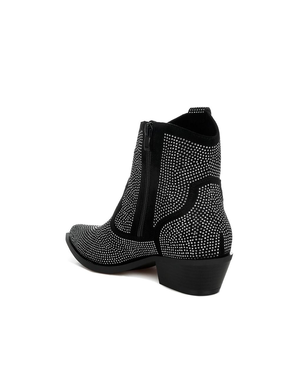 Rag & Co Black Costello Rhinestones Embellished Cowboy Boots