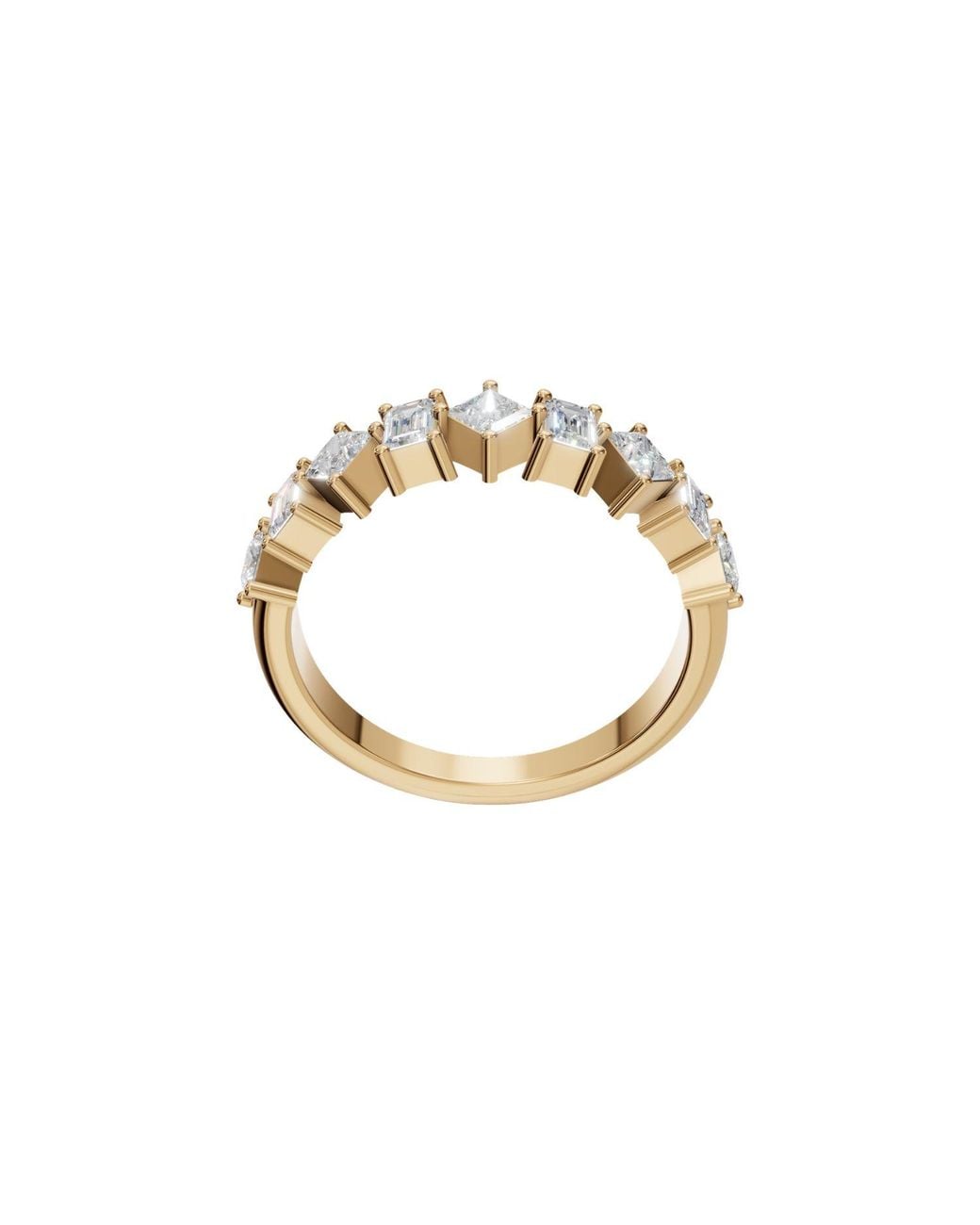 Aya Fine Jewelry Metallic Nova Princess & Emerald Cut Geometric Lab Grown Diamond Stacking Band