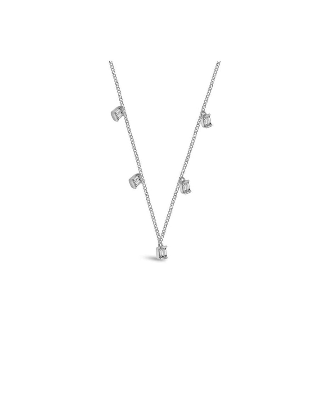 Genevieve Collection Metallic 18K Square Shape Diamond Necklace Choker