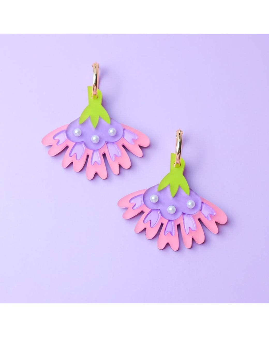 By Chavelli Pink Cosmos Flower Earrings