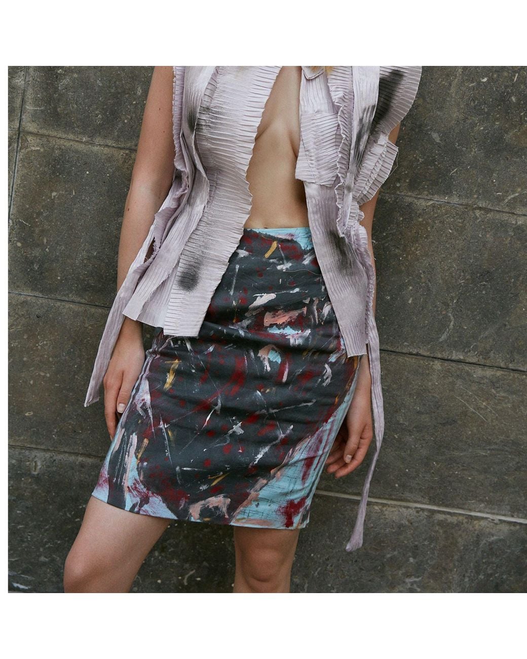 Miro Misljen Gray Pencil Skirt