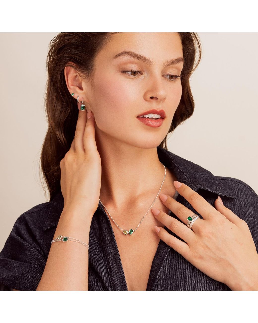 Dower & Hall Metallic Garnet & Peridot Duo Tutti Frutti Necklace
