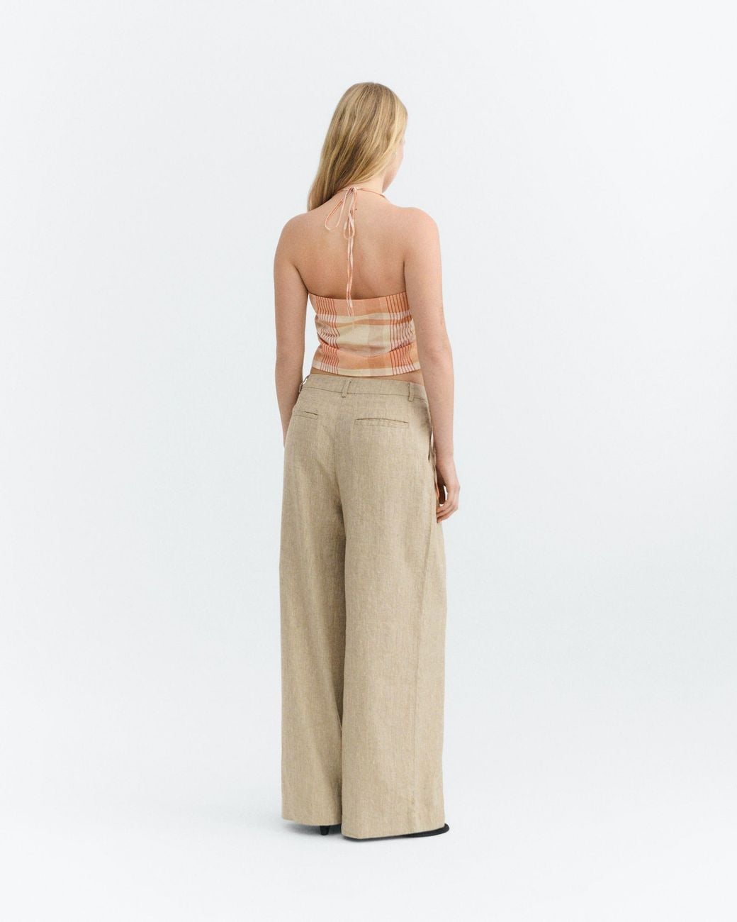 Thinking Mu White Adjustable Checkered Top Hiba