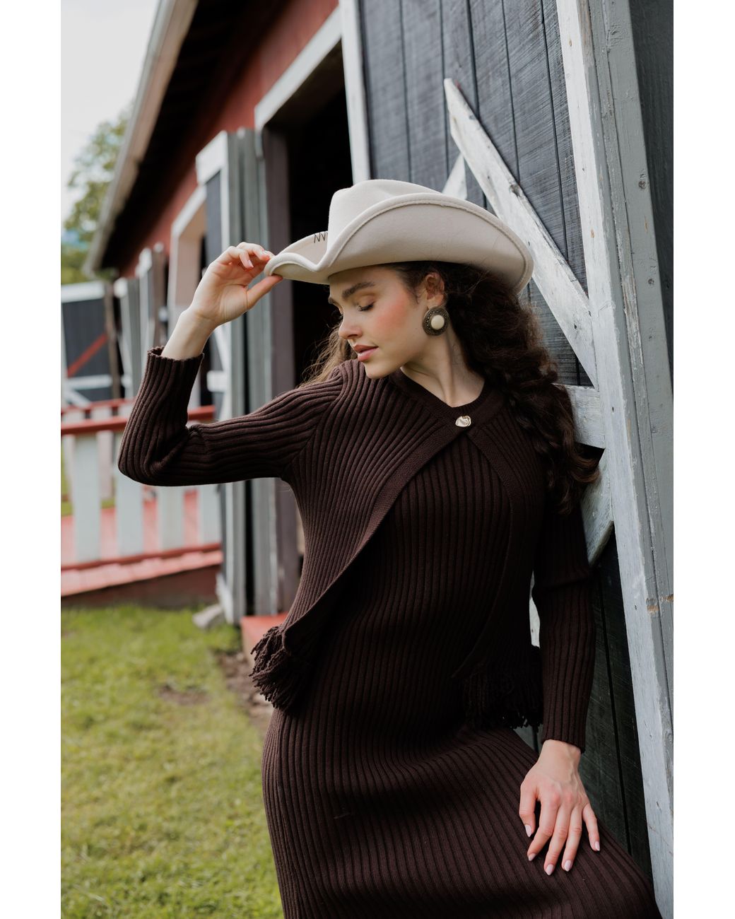 Rave on Trend Brown Fringe Dress + Cardigan