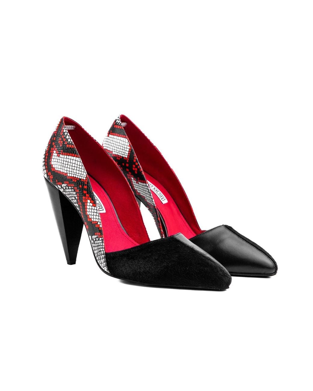 Rosamund Muir London Red Romera Duo Texture & Snake Print Heels