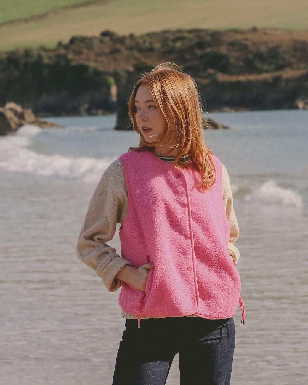 ALOFT Pink Windproof Hot Fleece Gilet