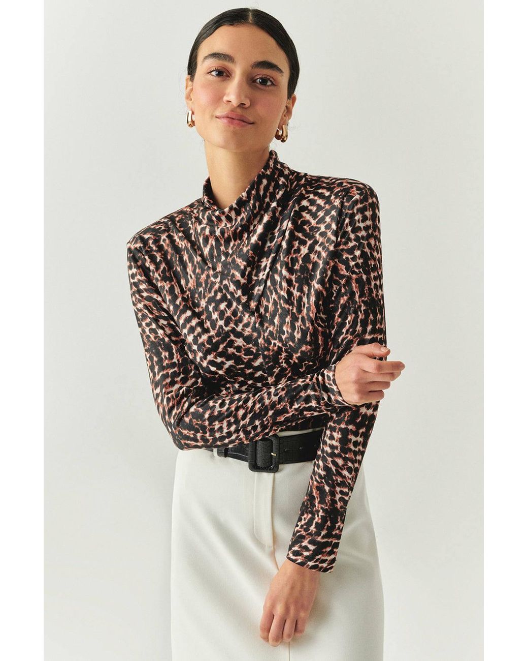 Exquise Black Regular Printed Turtleneck Ensley K. Blouse