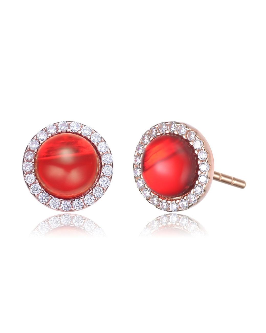 Genevive Jewelry Red Rose Dark Rose Plated Earrings