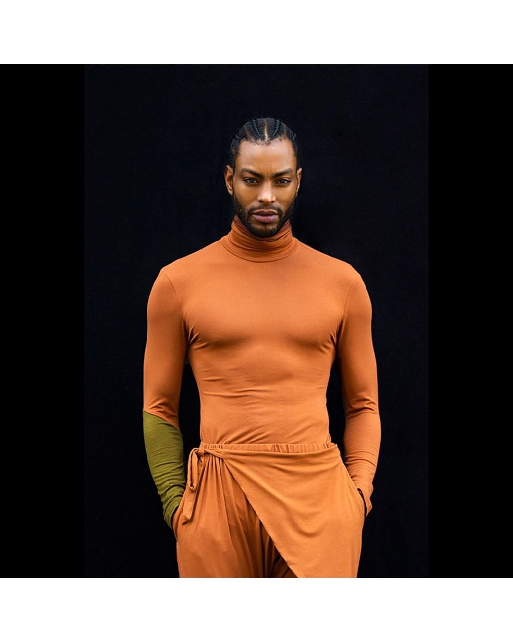 carlton jones Orange Bamboo Turtleneck Homme for men