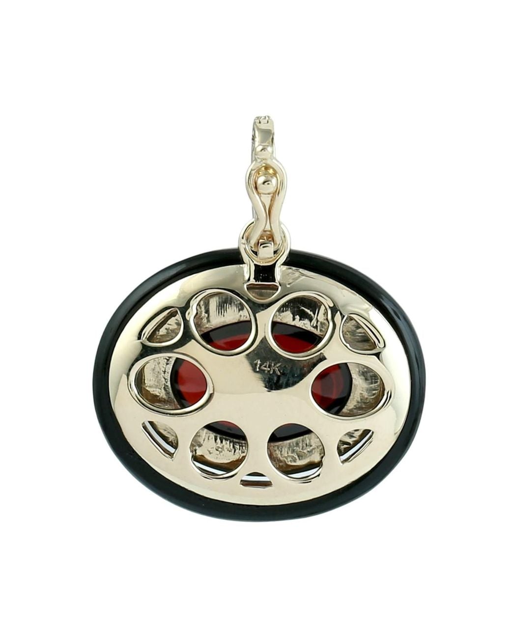 Artisan Black 14K Onyx, Garnet & Diamond Pendant