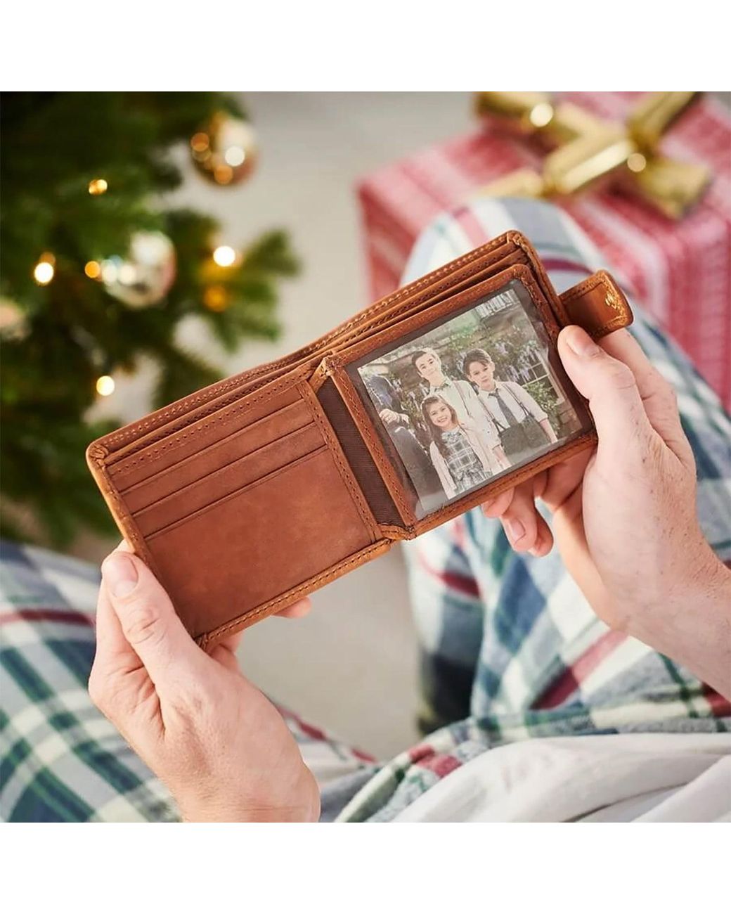 VIDA VIDA Brown Vida Tan Leather Tri Fold Wallet With Rfid for men