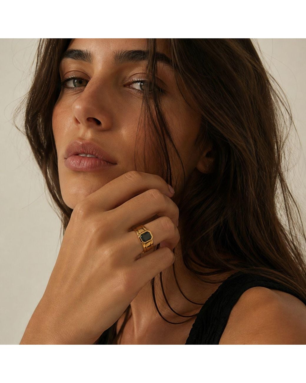 ADIBA Orange Coal Plated Stainless Steel Chunky Ring